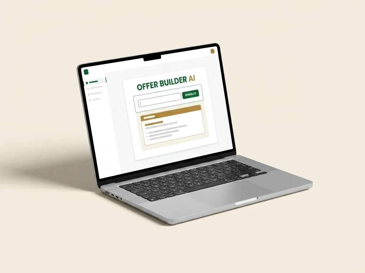 Offer Builder AI tool on a laptop
