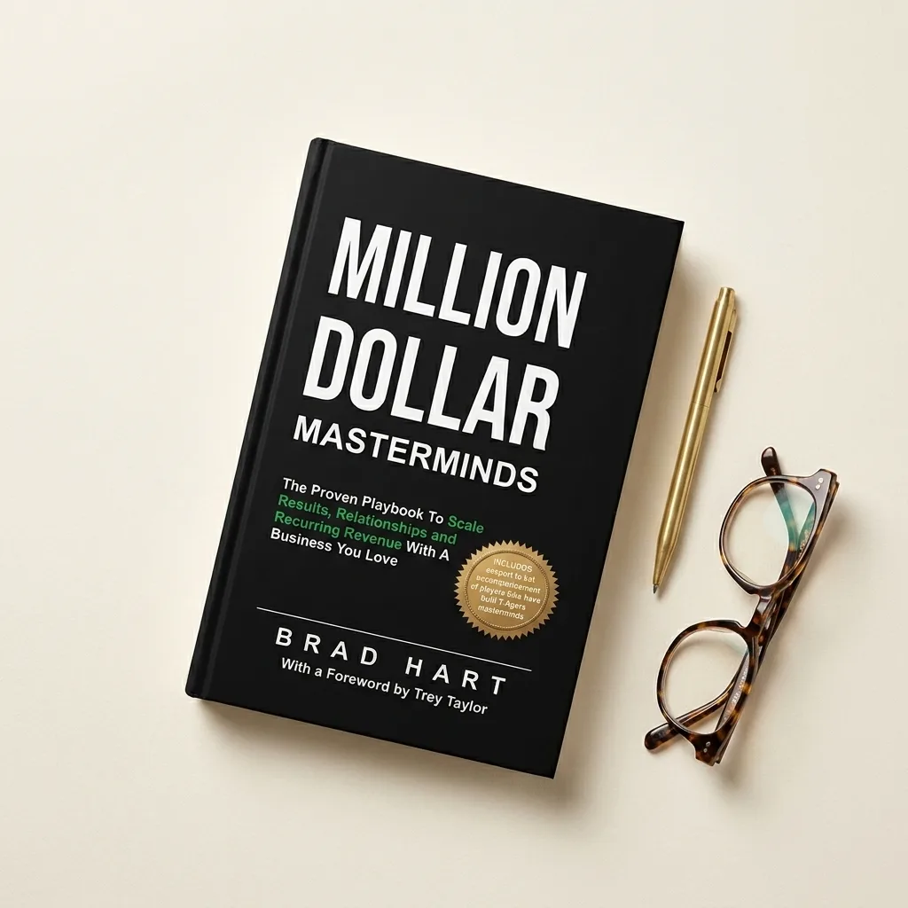 Million Dollar Masterminds by Brad Hart, editorial flat-lay.